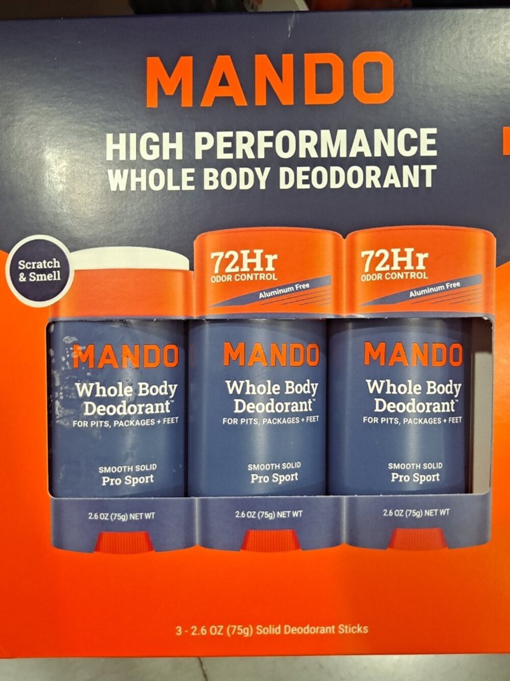 Mando Whole Body Pro Sport Aluminum-Free Deodorant Sticks, 2.6, NEW